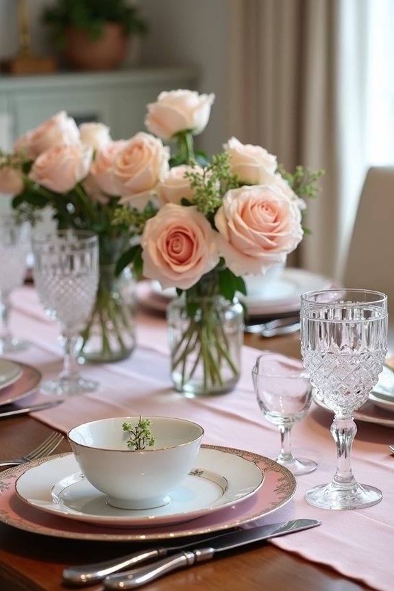 monochromatic pink table setting