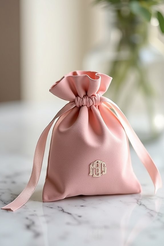 monogrammed pouches as keepsakes