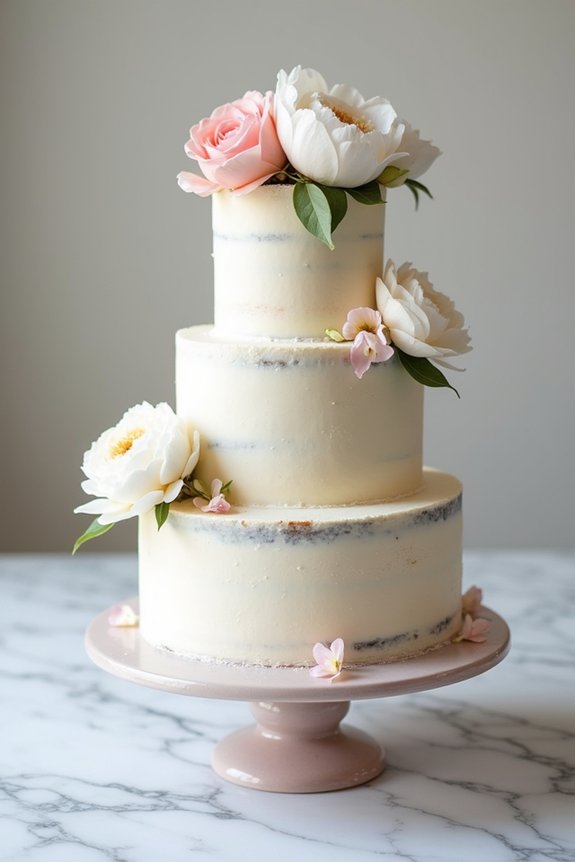 naked cake fresh flowers