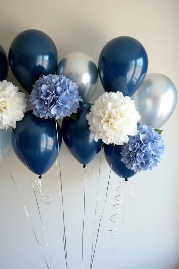 navy balloon floral elegance