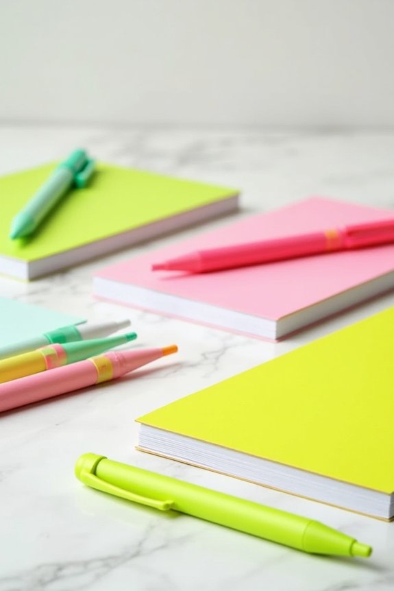 neon stationery party favors