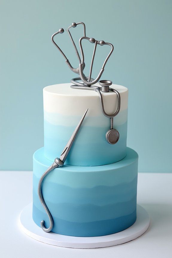 ombre scrubs medical cake