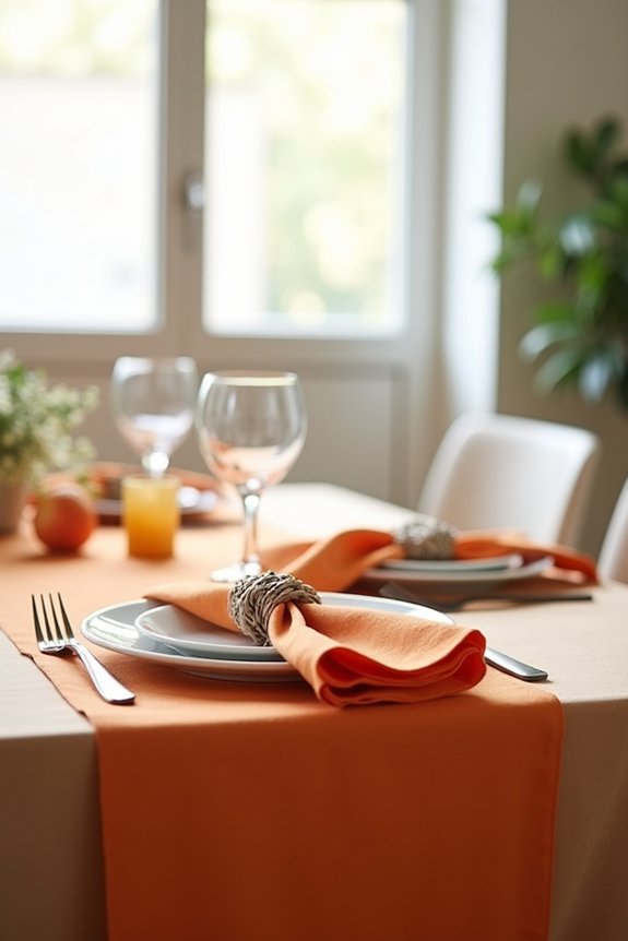 orange linens establish sophistication