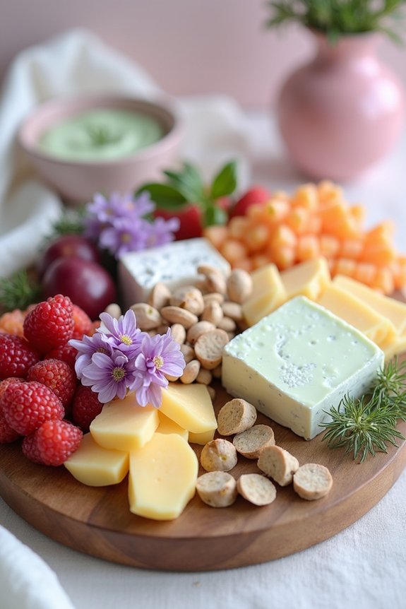 pastel charcuterie table centerpiece