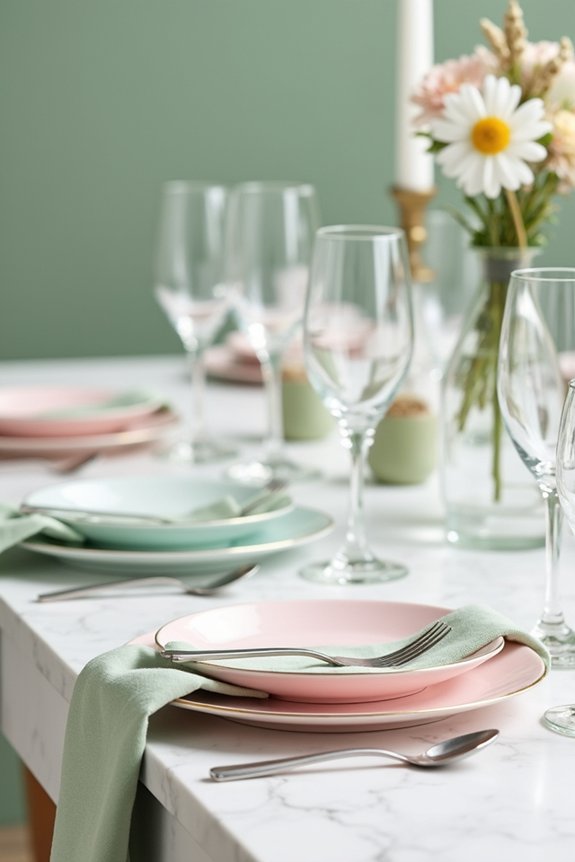 pastel dinnerware and glassware