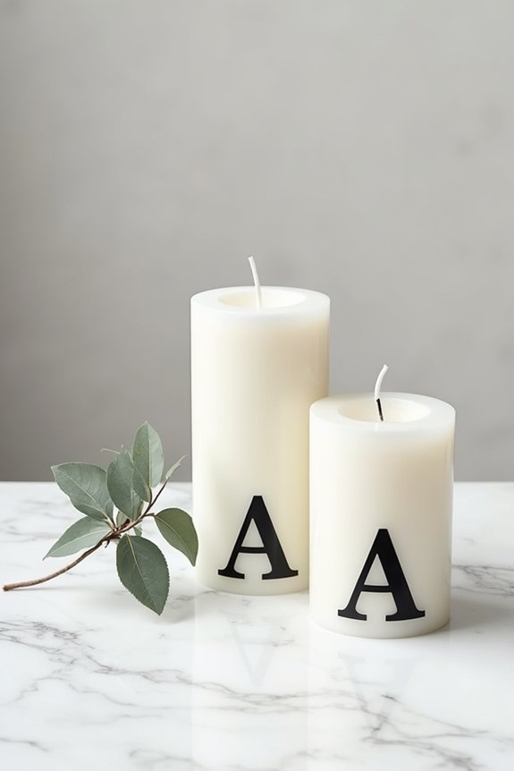 personalized elegant monogrammed candles