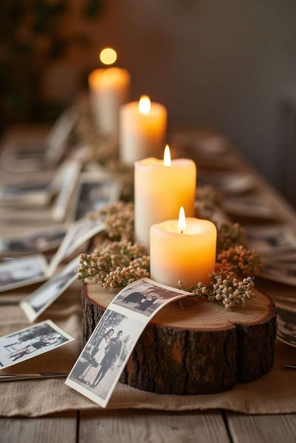 photo garland candlelit centerpieces