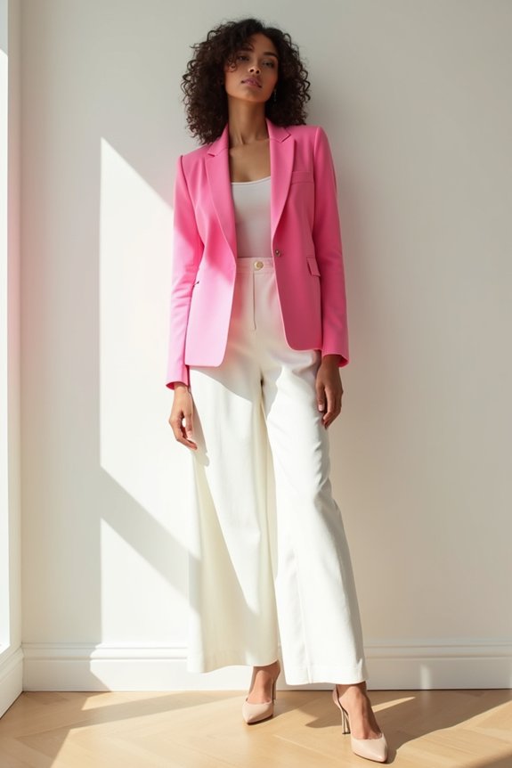 pink blazer neutral essentials