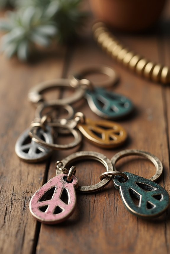retro peace sign keychains