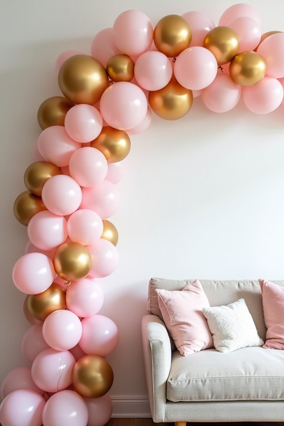 romantic blush gold balloons