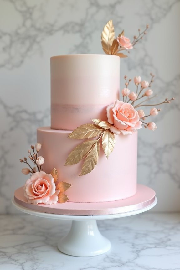 rose gold floral spa cake