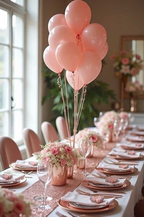 rose gold party decor