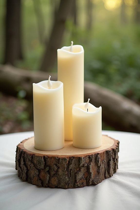 rustic candlelit nature centerpiece