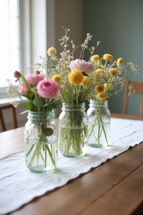 rustic floral mason jar decor