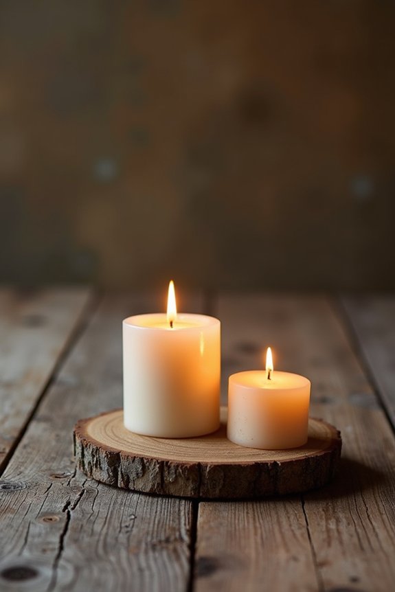 rustic wooden candle holders