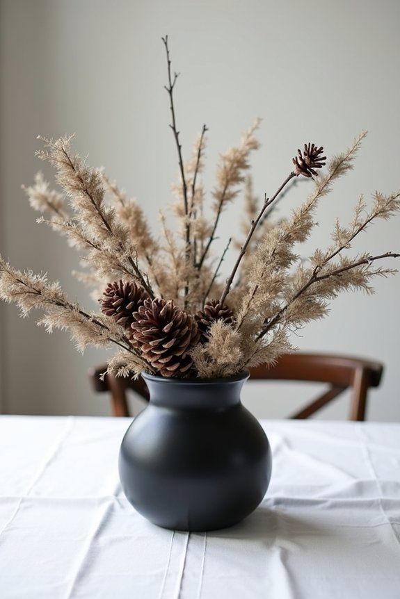 seasonal black centerpiece styling