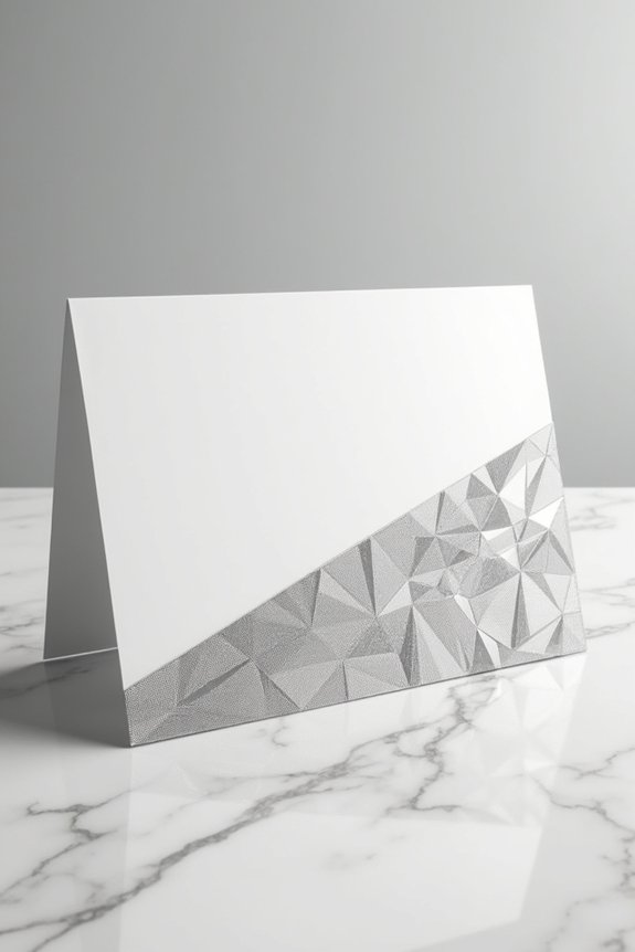 sleek geometric silver invitations