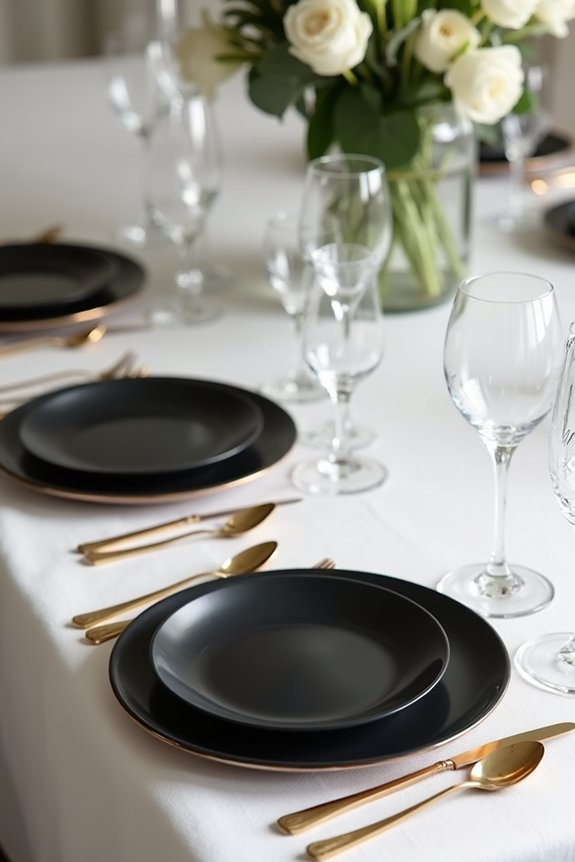 sophisticated black white gold