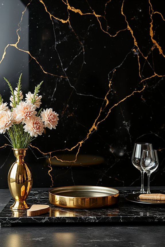 sophisticated gold black marble