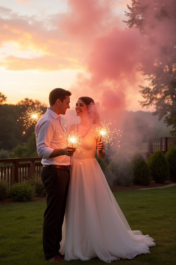 sparklers and colored smoke