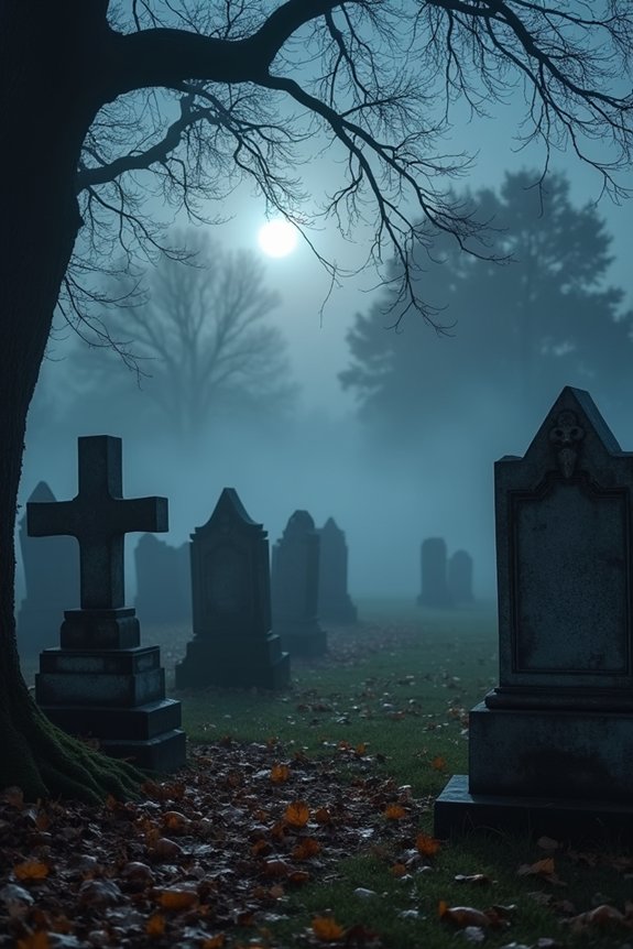 spooky graveyard tombstone display