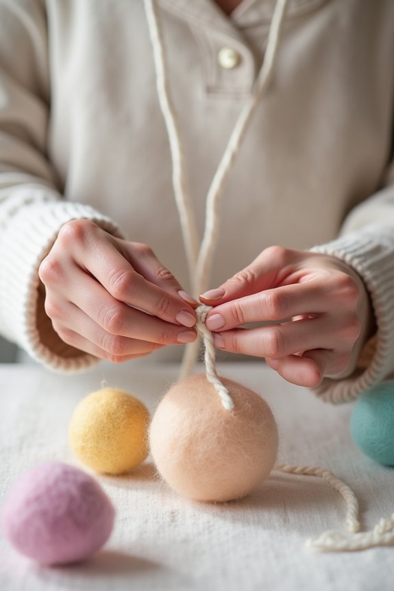 string felt balls together