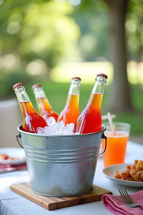 striped ice beverage buckets