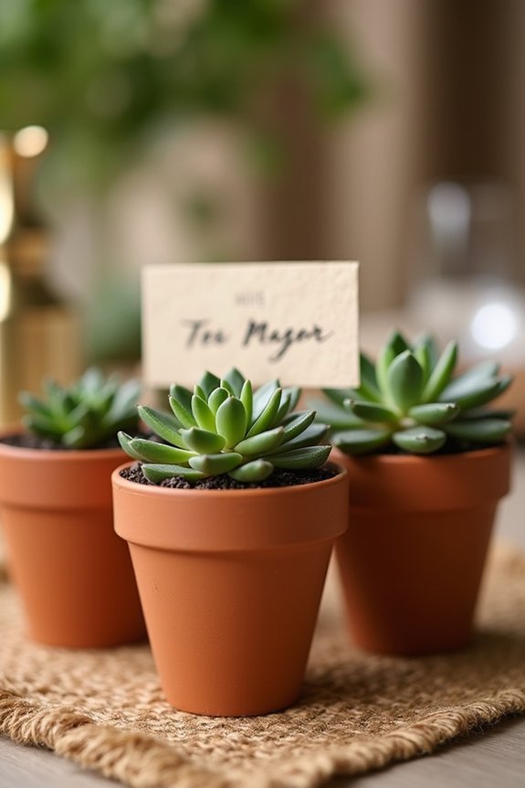 succulents in terracotta pots