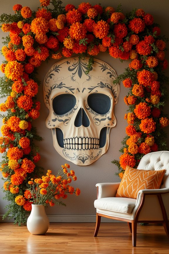 sugar skull flower backdrop