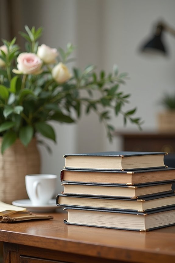 themed book stack centerpiece