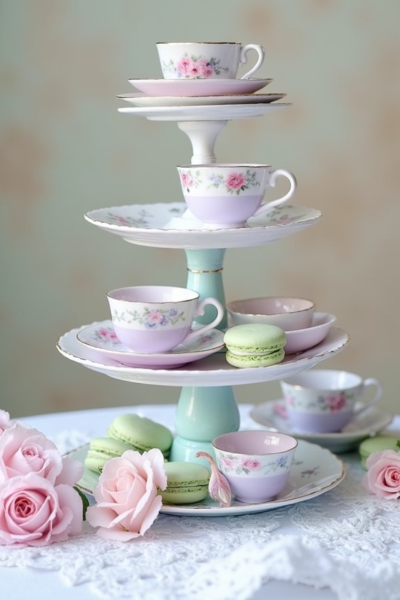 tiered stands and pastels