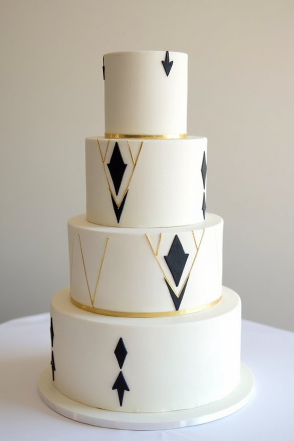 timeless geometric tiered cake