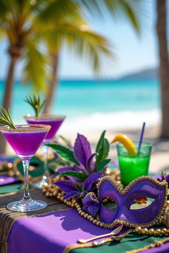tropical mardi gras celebration elements