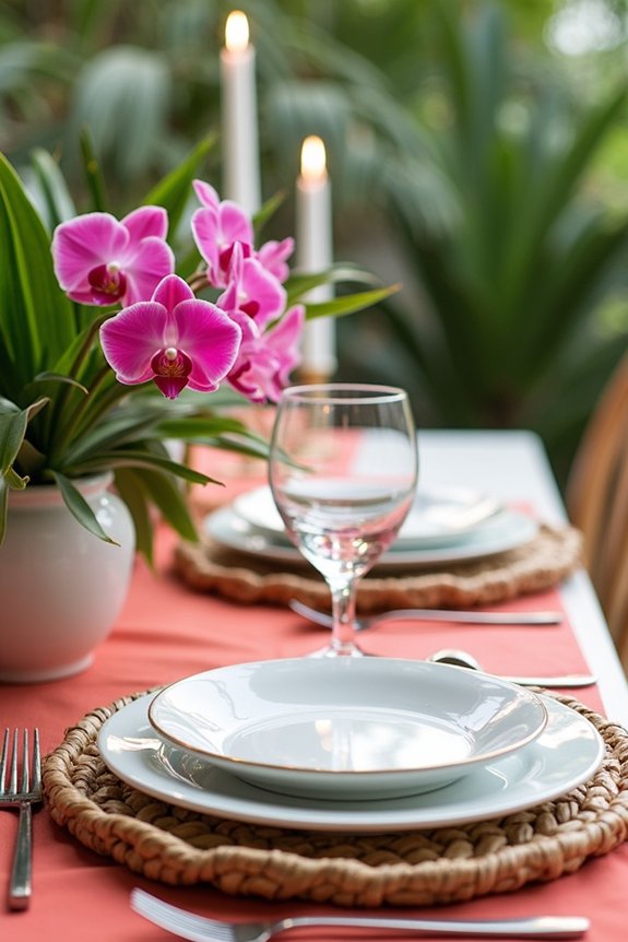 tropical vibrant tablescape design