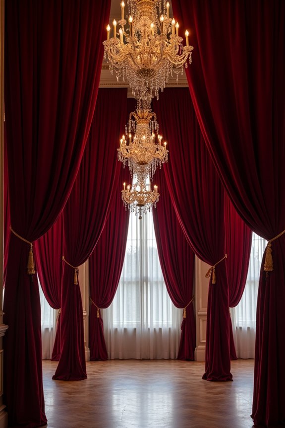 velvet elegance with chandeliers