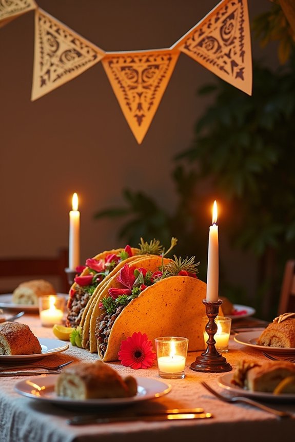 vibrant banners flickering candles