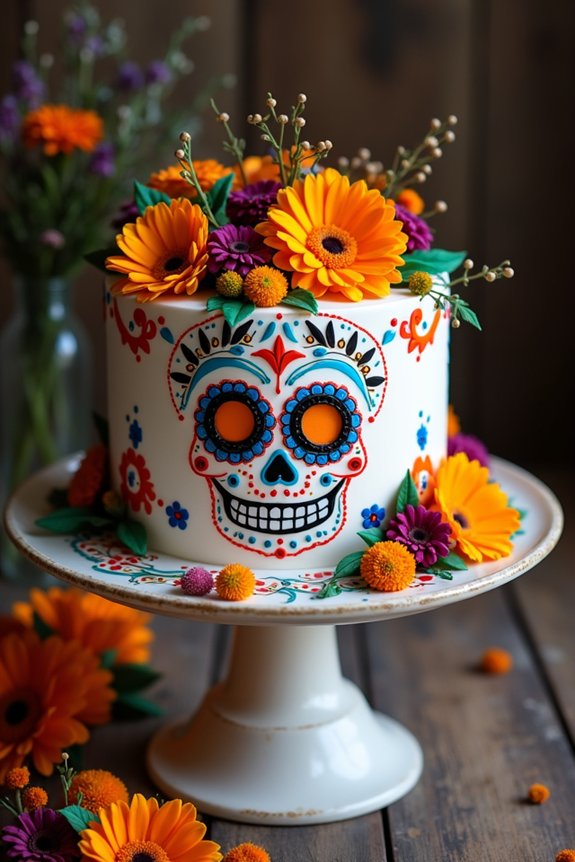 vibrant day of the dead cakes