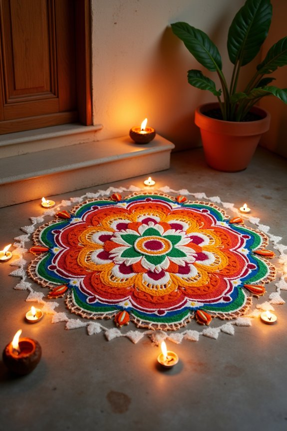 vibrant festive rangoli wall
