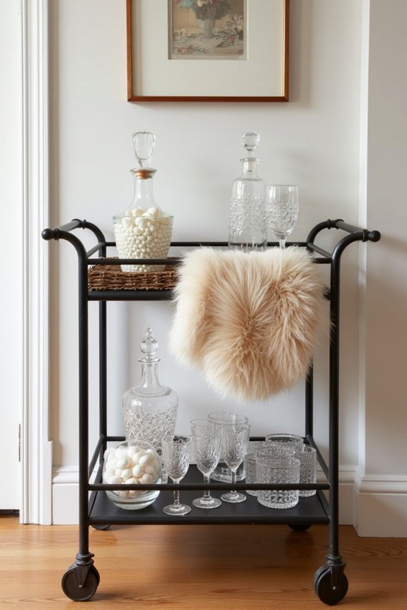 vintage glass bar cart styling