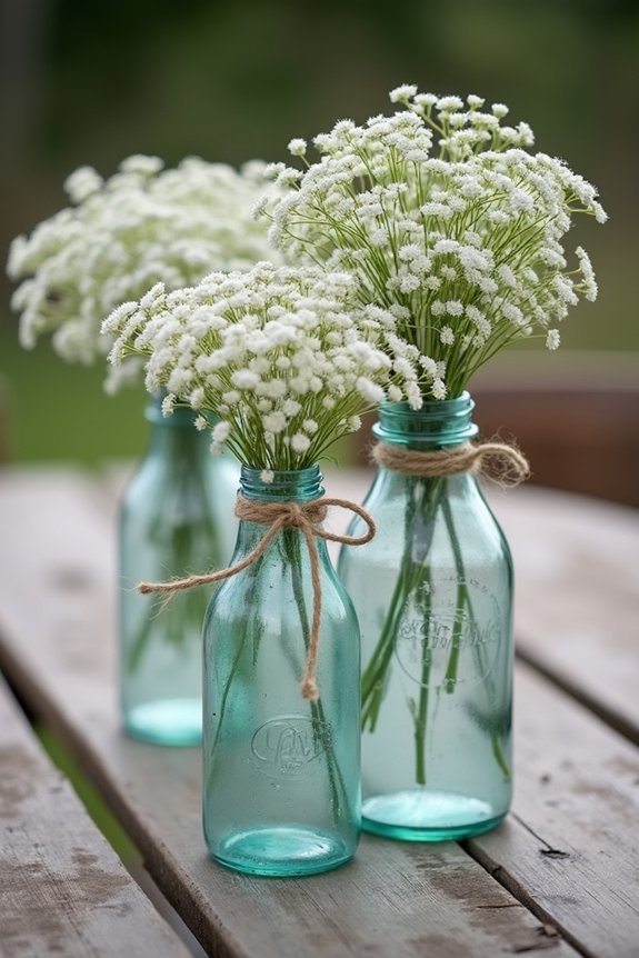 vintage milk bottle centerpiece