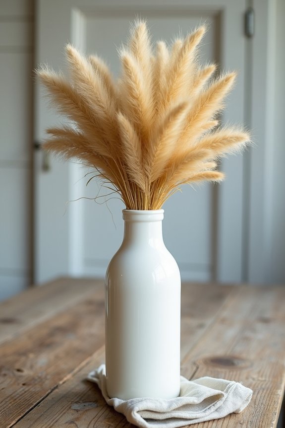 vintage vases with grasses