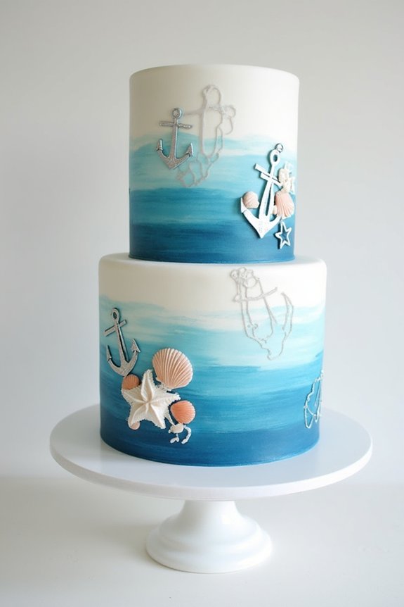 watercolor cake ocean theme