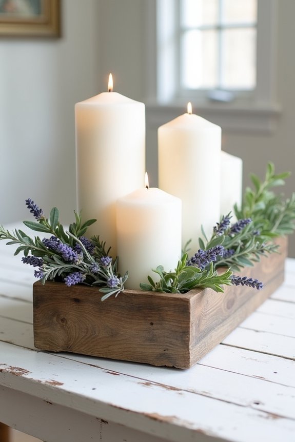 wooden box candle arrangements