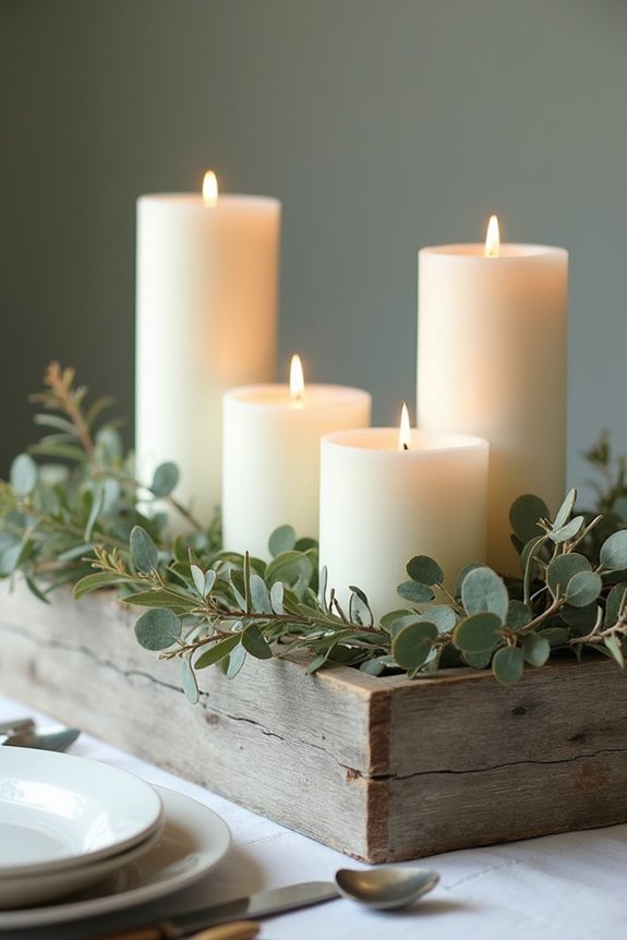 wooden box candle arrangements